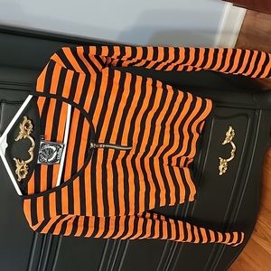 Killstar cropped orange and black stripe sweater